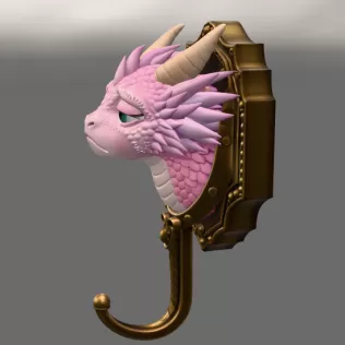 Grumpy Dragon Wall Hook STL File for 3D Print - Model thumbnail 4