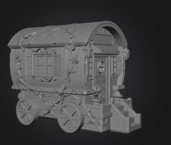 Enchanted Gypsy Wagon Cottage STL File 3D Print - Model preview 10