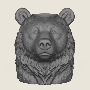 Bear Head Vase Print Ready 3D Model - Model thumbnail 3