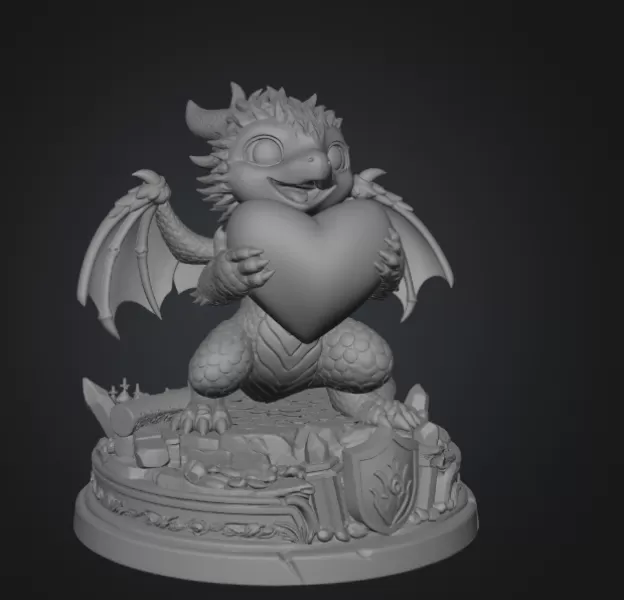 Love Dragon STL File for 3D Printing - Model preview 11