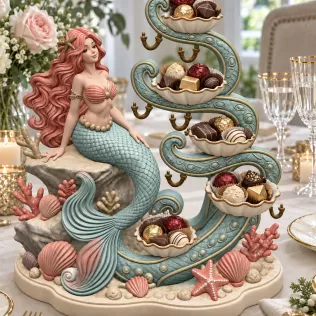Mermaid Shell Jewelry Organizer STL File for 3D Print - Model thumbnail 3