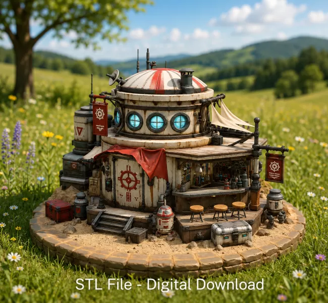 🚀 Desert Outpost Cantina STL File for 3D Print - Model preview 3