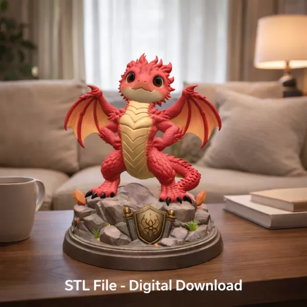 Brave Guardian Dragon STL File for 3D Printing - Model preview 2