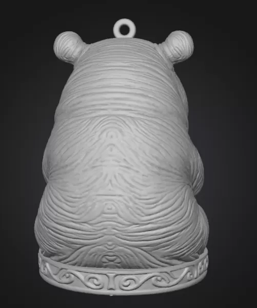 Cute Hippo Pendant — Heart Holding Figurine - Model preview 3