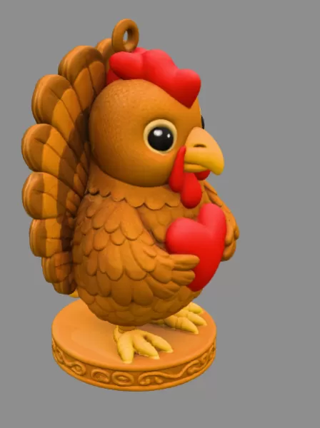 Cute Turkey with Heart – STL File for 3D Printing - Model preview 6