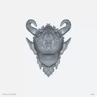 Ornate Horned Demon Head - 100 mm STL