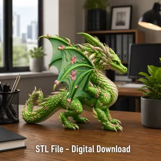 Spring Blossom Dragon STL File for 3D Print - Model thumbnail 4