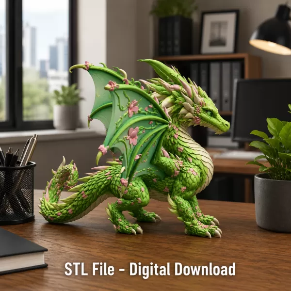 Spring Blossom Dragon STL File for 3D Print - Model preview 4