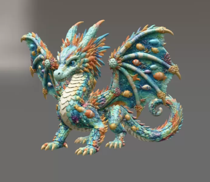Ocean Bloom Dragon STL File for 3D Print - Model preview 5