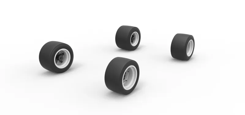 Wheel set of Asphalt Supermodified stock car V2 Scale 1:25 - Model preview 2