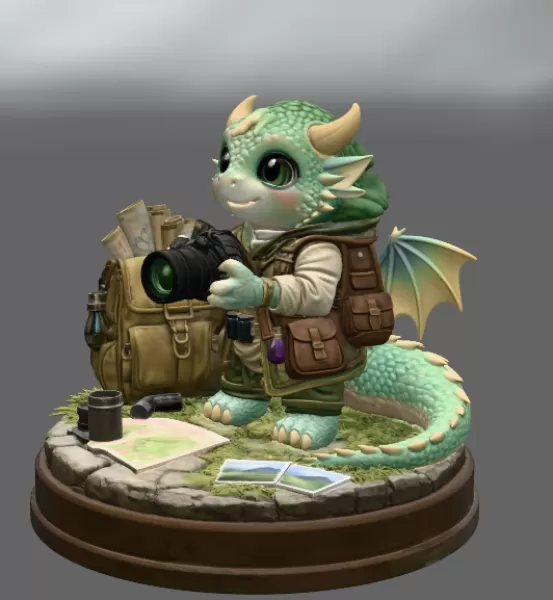 Cute Camera Baby Dragon STL File for 3D Print - Model preview 4