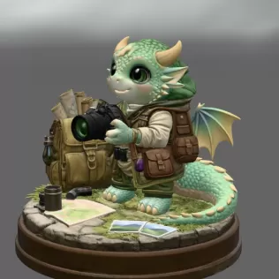 Cute Camera Baby Dragon STL File for 3D Print - Model thumbnail 4