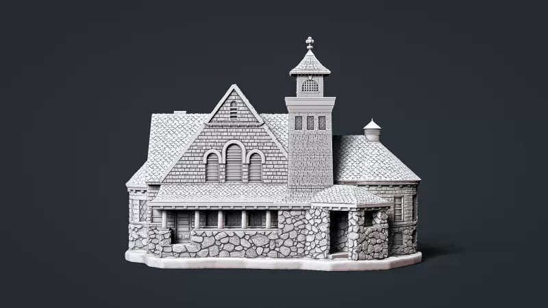 Mont Vernon Congregational Church 1896 - Model preview 1