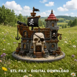 Pirate Skull Fortress STL File for 3D Print - Model thumbnail 3