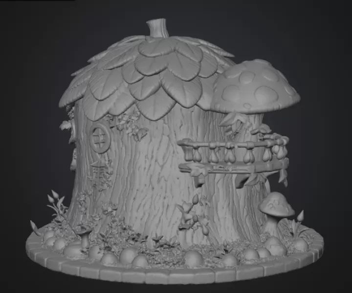 Enchanted Tree House Cottage STL File for 3D Print - Model preview 14
