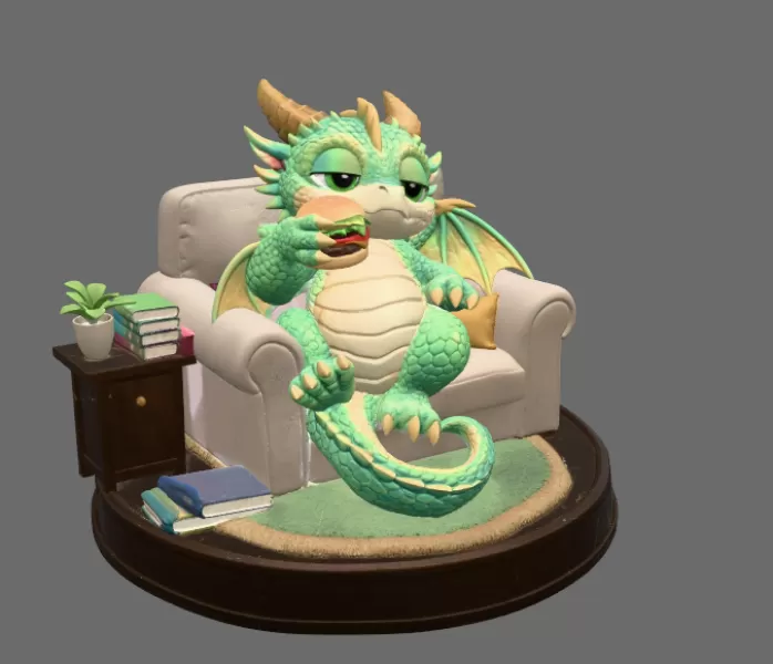 Lazy Dragon STL File for 3D Printing - Model preview 5