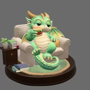 Lazy Dragon STL File for 3D Printing - Model thumbnail 5