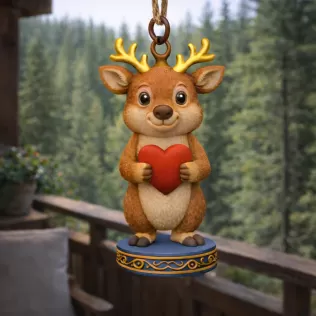 Cute Deer with Heart – 3D Printable STL File - Model thumbnail 1