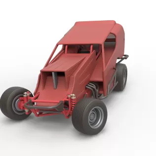 Vintage Dirt Modified stock car Version 4 while turning 1:25 - Model thumbnail 5
