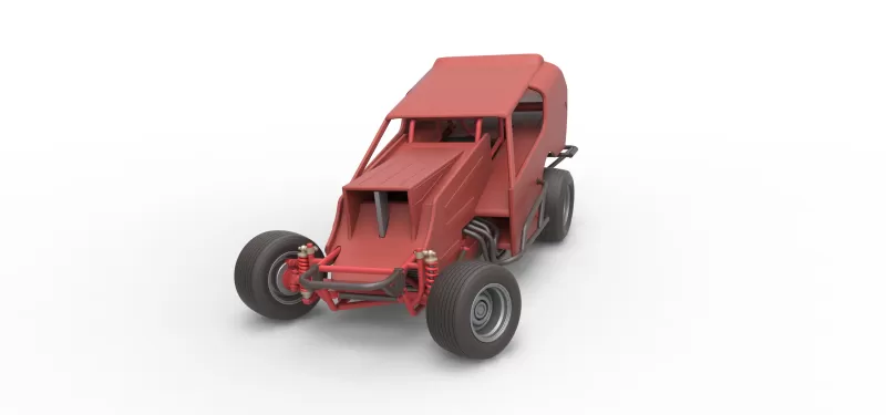 Vintage Dirt Modified stock car Version 4 while turning 1:25 - Model preview 5