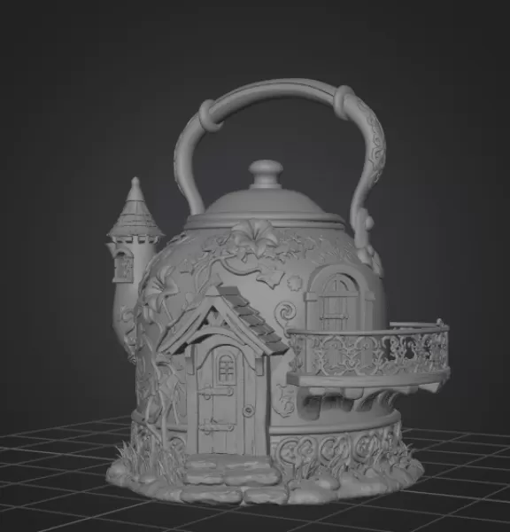 Fantasy Teapot Fairy House – STL File 3D Print - Model preview 9