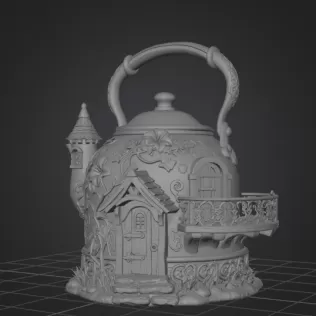 Fantasy Teapot Fairy House – STL File 3D Print - Model thumbnail 9