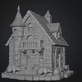 Haunted Fantasy Rat Cottage STL for 3D Printing - Model thumbnail 7