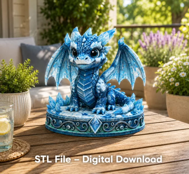 Crystal Ice Baby Dragon STL File for 3D Print - Model preview 3