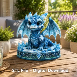 Crystal Ice Baby Dragon STL File for 3D Print - Model thumbnail 3