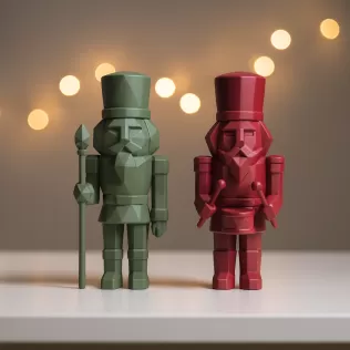 Nutcracker Figure Set | Low Poly 2 pcs Soldiers | Christmas - Model thumbnail 7