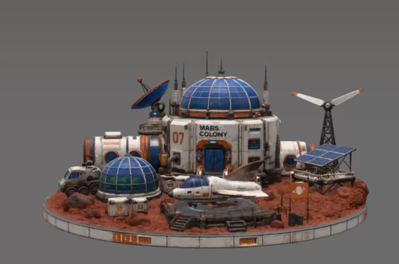 Mars Colony Command Base STL File for 3D Print - Model preview 7