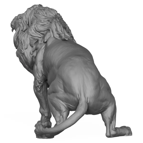 3D Printable Lion Attack Pose Statue - Model preview 4
