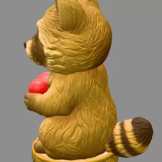 Cute Woodland Raccoon STL File – Heart Ornament 3D Print Downloa - Model thumbnail 4