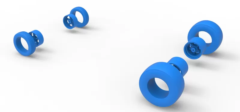 Wheel Set of Vintage Front engine dragster Version 7 Scale 1:25 - Model preview 11