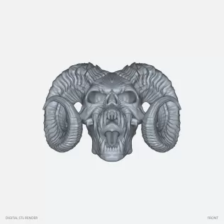 Horned Ram Skull Dark Fantasy - STL