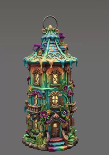 Fantasy Tower Lantern House STL File for 3D Print - Model preview 5