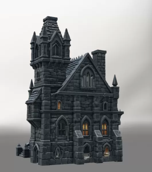 Dark Fantasy Mansion STL File for 3D Printing - Model preview 5