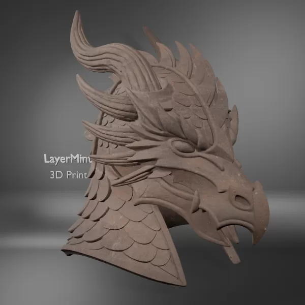 Dragon Helmet with Horns and Scales - Model preview 2