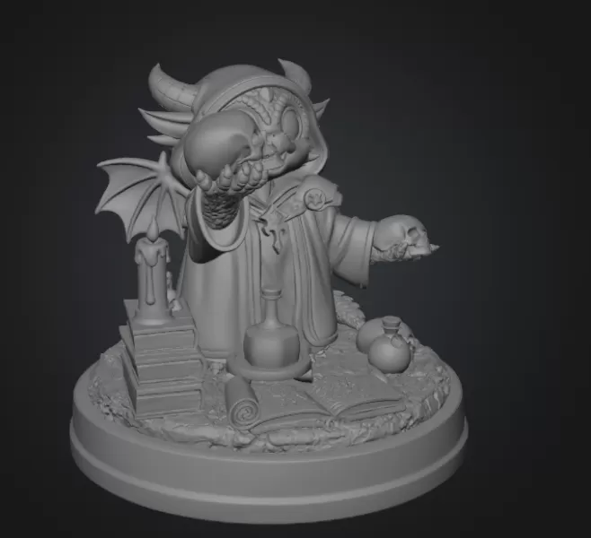 Cute Fantasy Mage Dragon STL File for 3D Printing - Model preview 11
