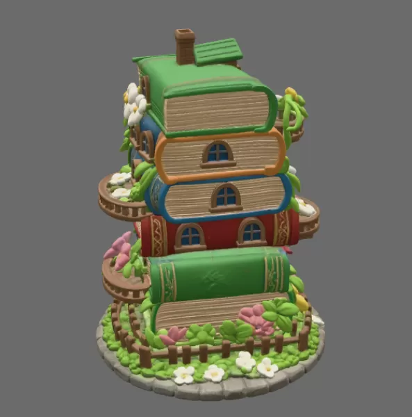 Enchanted Book Tower House STL File 3D Printable - Model preview 5