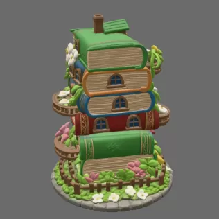 Enchanted Book Tower House STL File 3D Printable - Model thumbnail 5