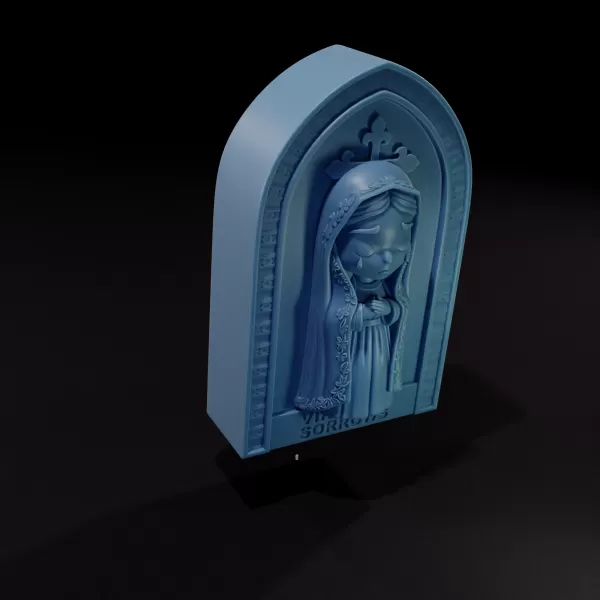 Virgin of Sorrows Chibi Style - 3D Printable Model - Model preview 3