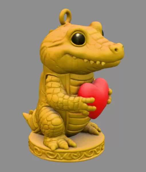 Cute Crocodile with Heart – 3D Printable STL File - Model preview 6