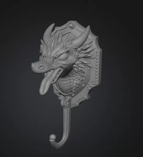 Dragon Wall Hook – STL File for 3D Printing - Model preview 8