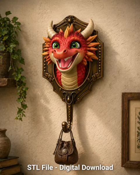 Dragon Wall Hook STL File for 3D Printing - Model preview 2