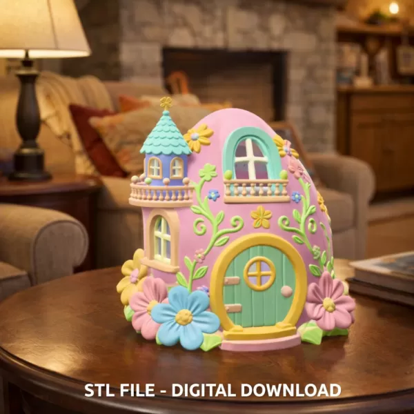 Fantasy Egg Fairy House STL File 3D Printable - Model preview 1