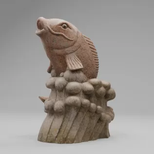Stone Fish Sculpture -3D Model High-Quality PBR UV Mapped - Model thumbnail 3