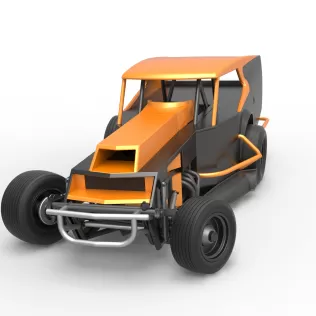 Vintage Dirt Modified stock car Version 5 while turning 1:25 - Model thumbnail 5