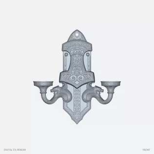 Twin-Cup Dragon Sconce Sculpture - STL