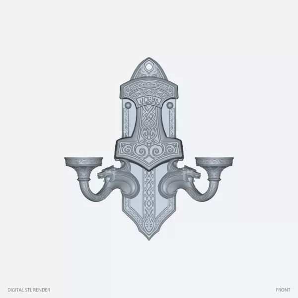 Twin-Cup Dragon Sconce Sculpture - STL - Model preview 1